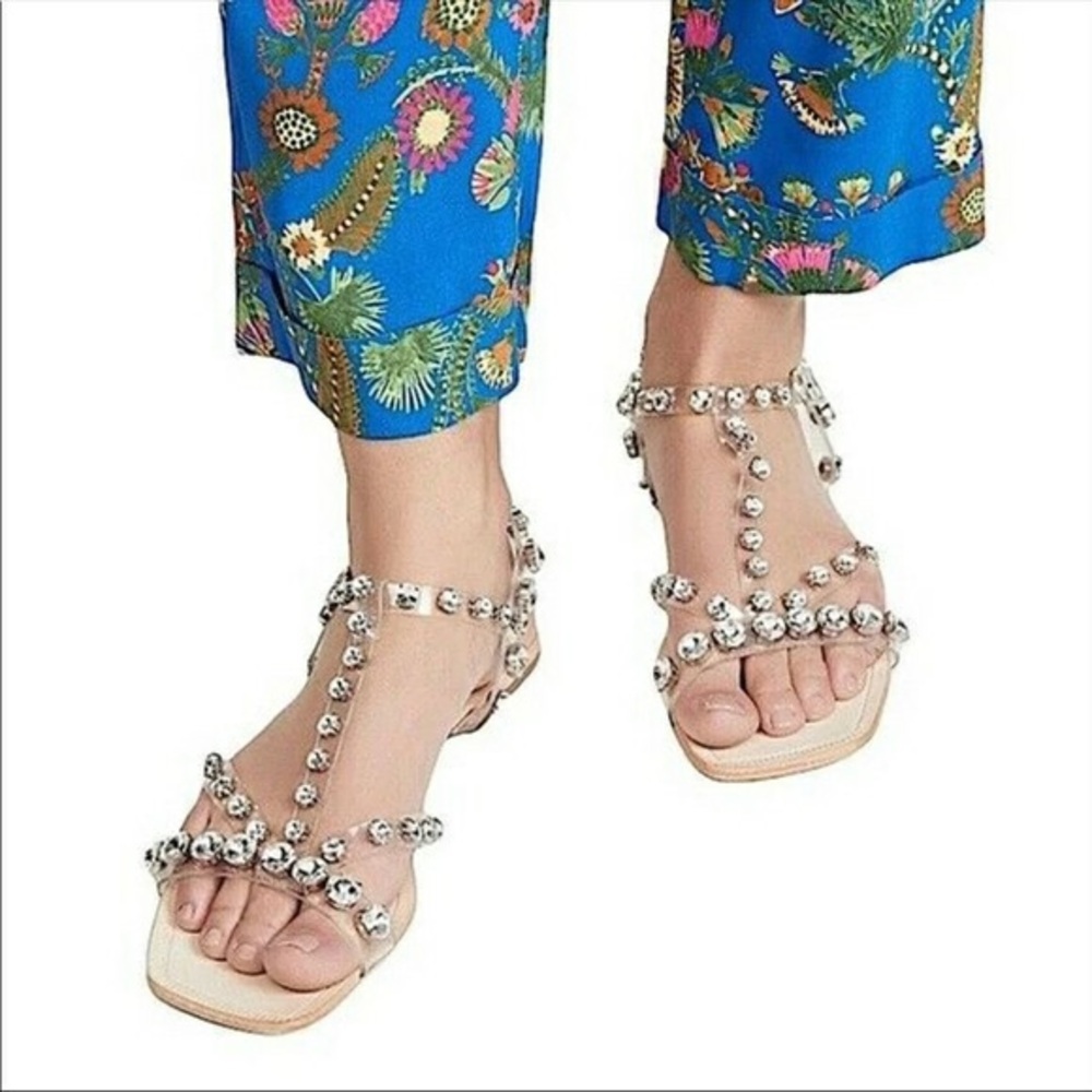 Jeffrey Campbell Rhinestone Clear Strap Sandals Size: 39 US 8